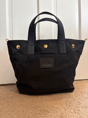 Marc Jacobs Black Nylon Tote with Gold Accents